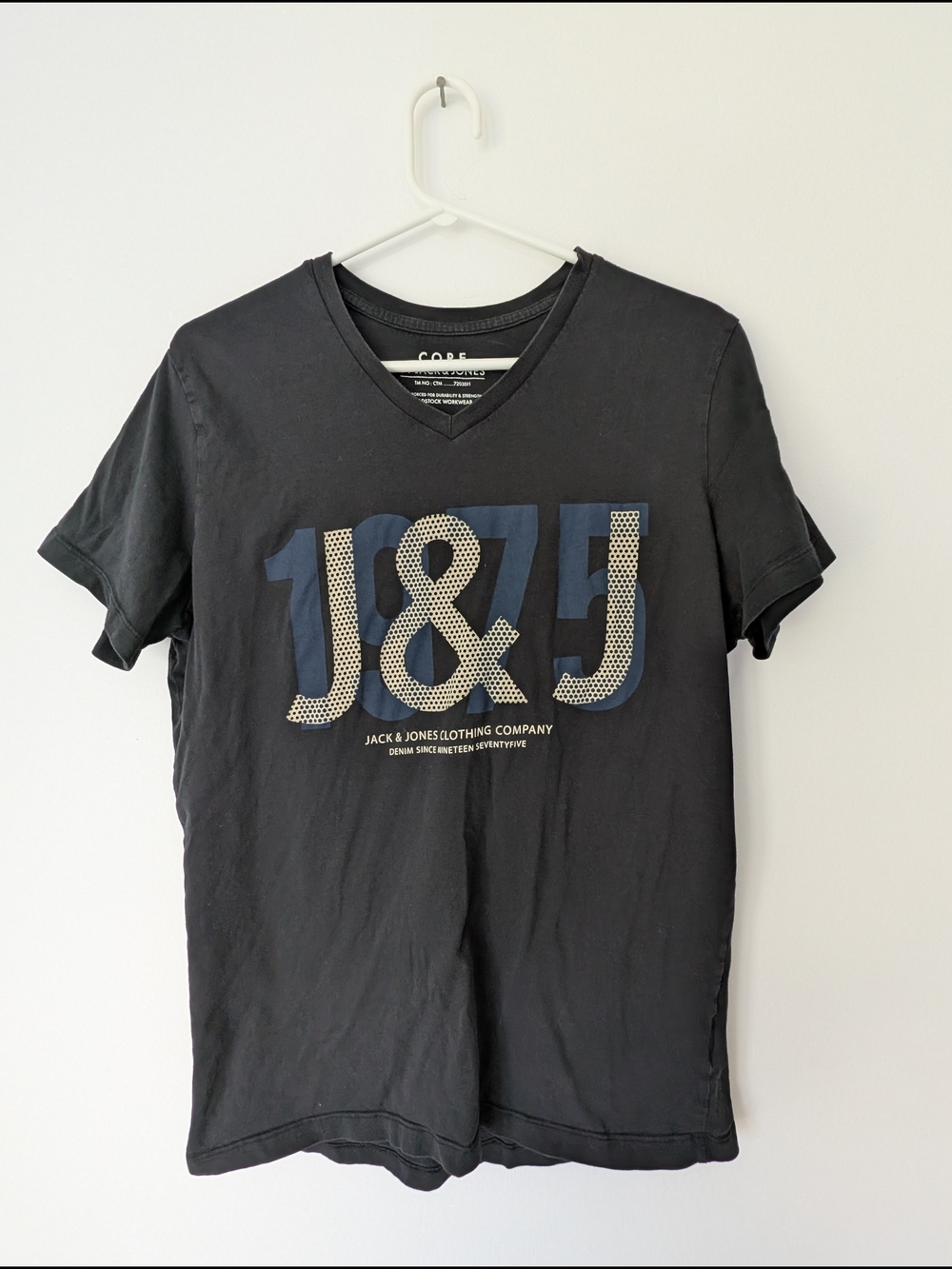 Jack & Jones - Black V-Neck Graphic Tee Size LG Casual Basics